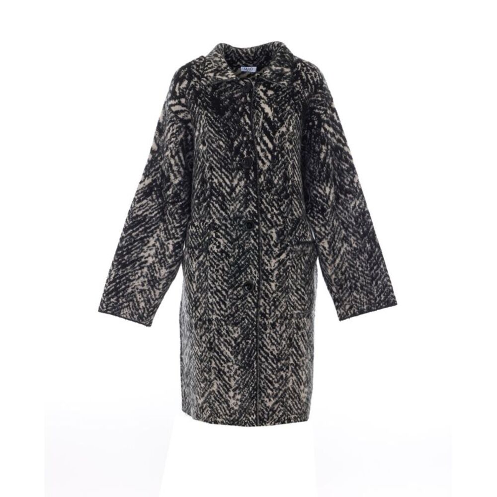 Liu Jo Women Jacquard Coat In Brushed Knit